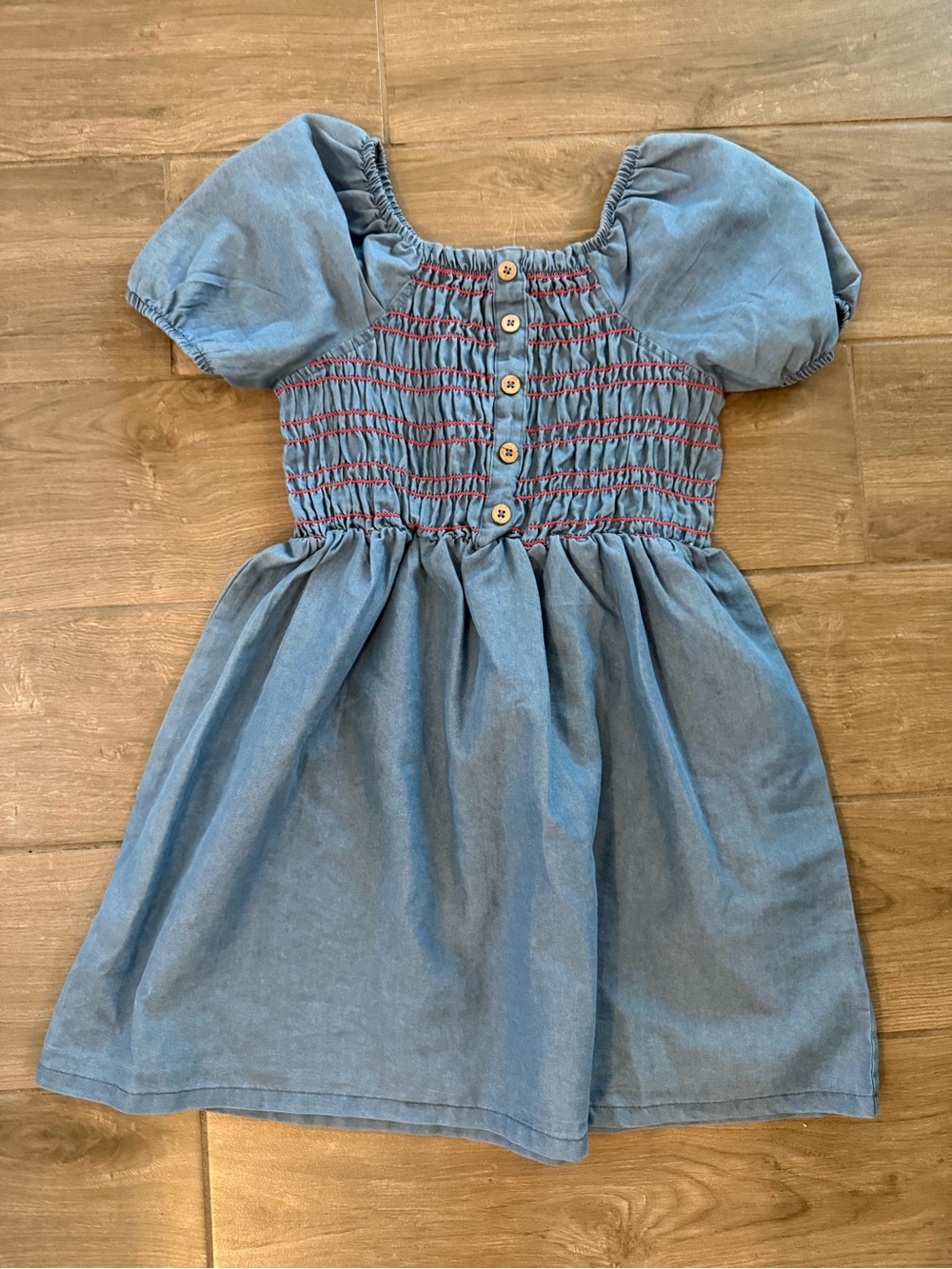 Nanette Lepore Cotton Blend Smocked Puff Sleeve Kids Dress